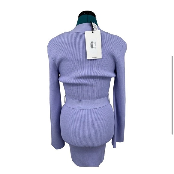 GAUGE81 BAHA RIBBED LONG SLEEVE BODYCON MINI DRESS IN LILAC NWT - Picture 5 of 8